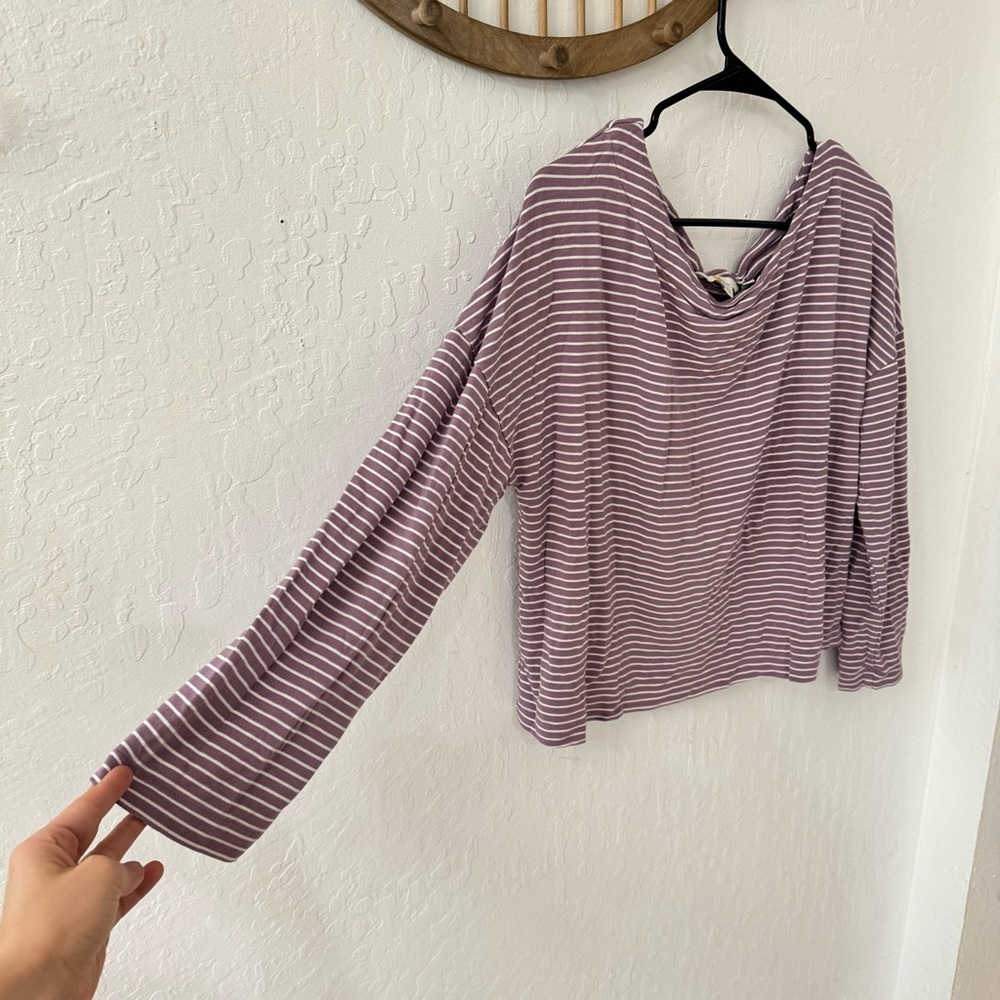 🤍 Boden Katrina Jersey Knit Top Size 12 US Purple Stripe Boxy Shirt 🤍 - Picture 3 of 10
